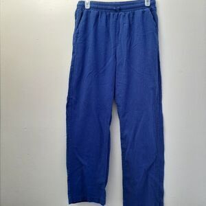 Blue Cotton Blend Lightweight Pants straight cut
